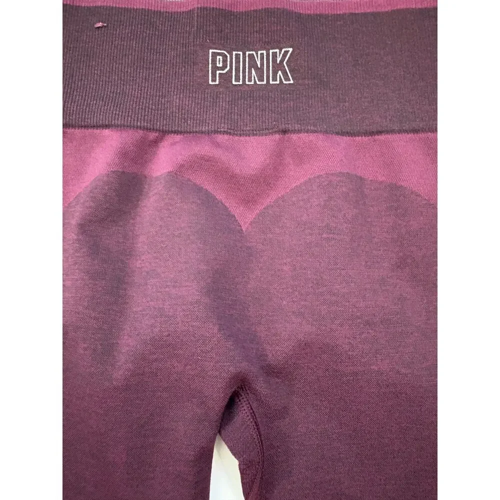 Victoria's Secret Pink Womens Seamless Leggings Purple Size Small Two-Tone Booty